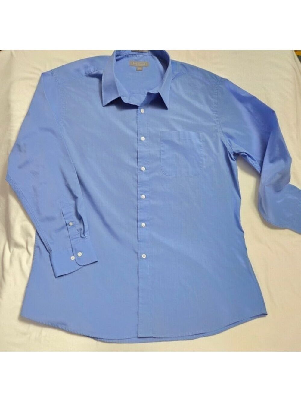 Protocol Men's Classic Blue Button-Down Dress Shirt | L